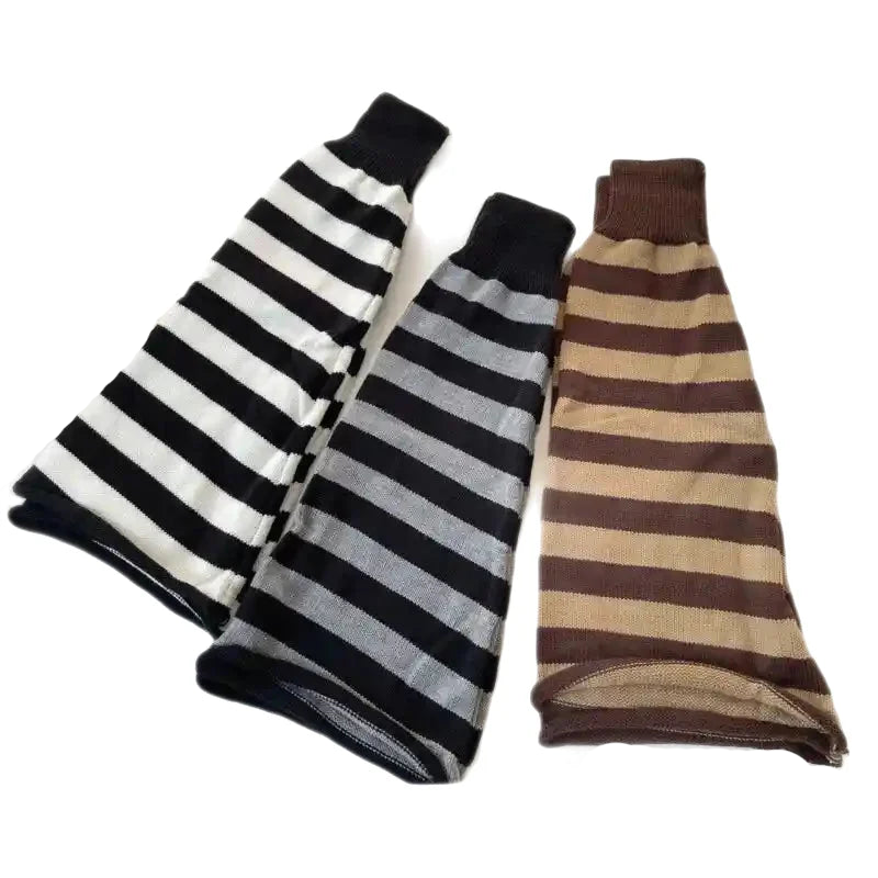 Striped Flared Leg Warmers Stretch Knee High Boots