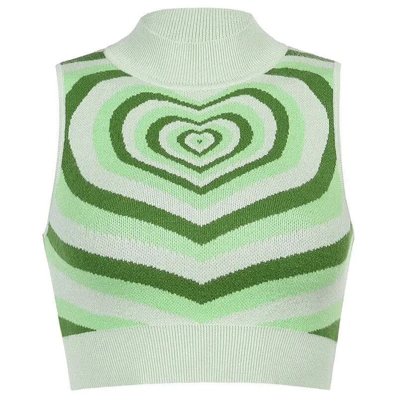 Striped Heart Knitted Vest