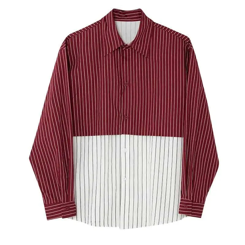 Striped Long Sleeve Loose Shirt - Shirts