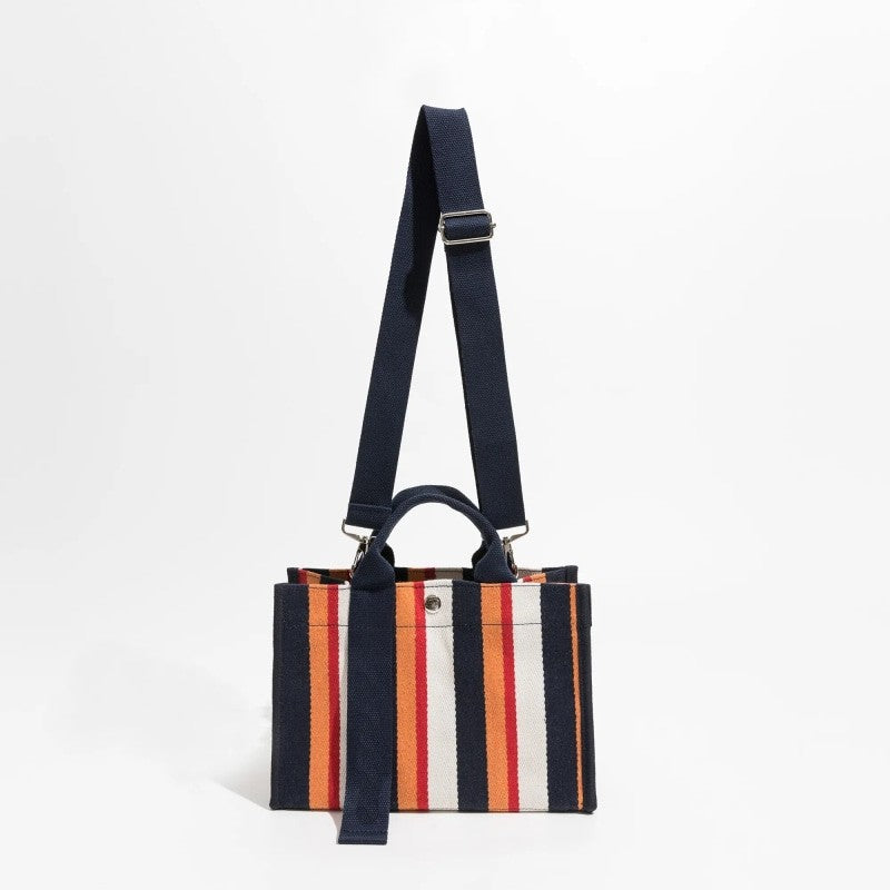 Striped Double Strap Square Satchel Handbag