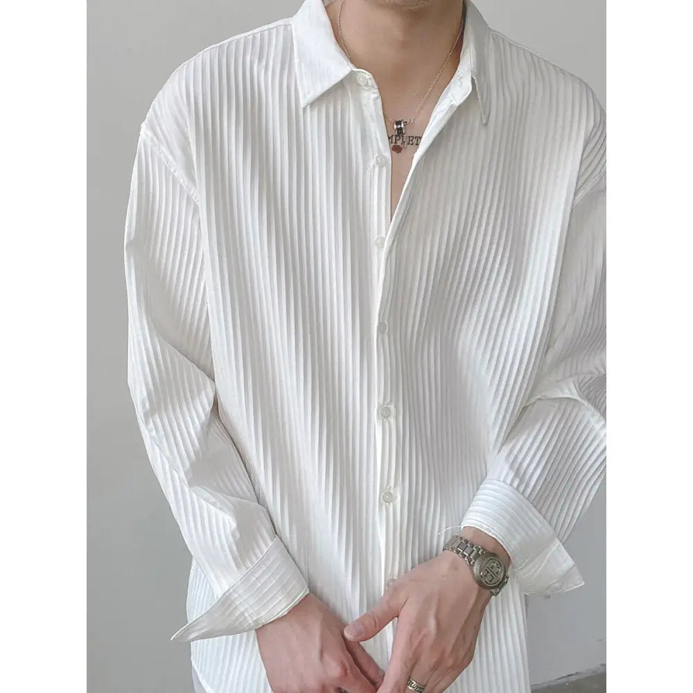 Striped Texture Loose Long Sleeve Shirt