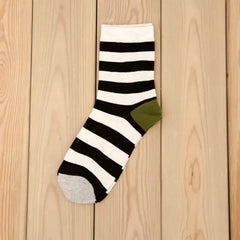 Striped Thigh high long Sock - Black / One Size - Socks