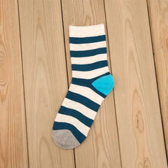 Striped Thigh high long Sock - Blue / One Size - Socks