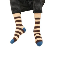 Striped Thigh high long Sock - Brown / One Size - Socks