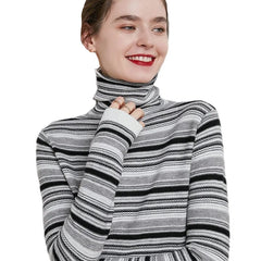 Striped Turtleneck Long Sleeve Sweatshirt - Sweatshirts