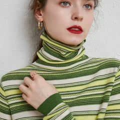 Striped Turtleneck Long Sleeve Sweatshirt