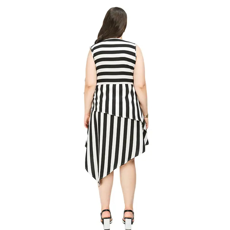 Stripes Plus Size Irregular Dress