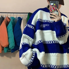 Strippped Klein Loose Knitted Sweater