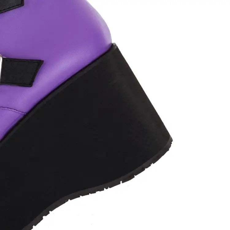 Studded Buckle Strap Boots Punk Rock Style Euro Size