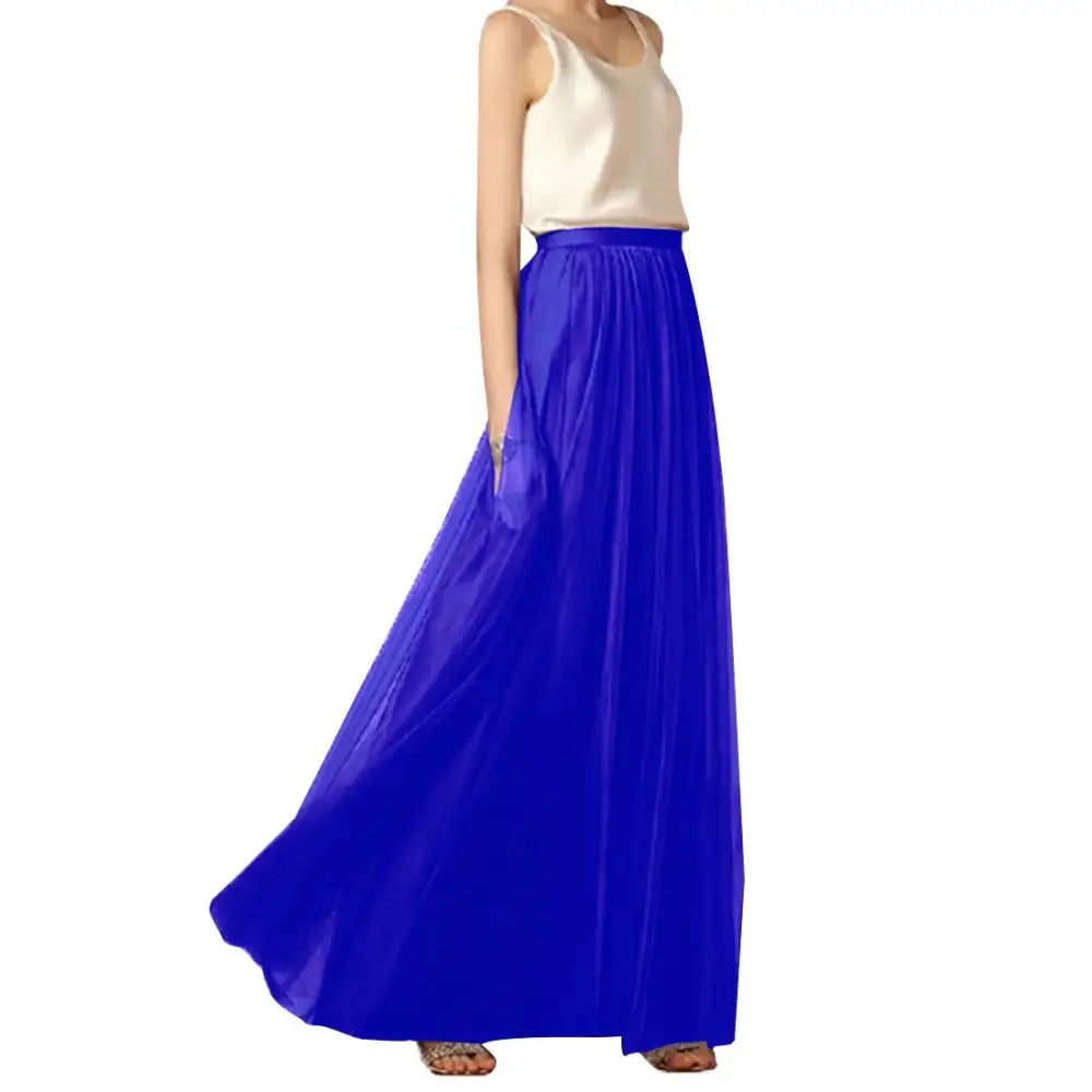 Stylish Long Flared Tulle Skirts - Blue / S - skirts