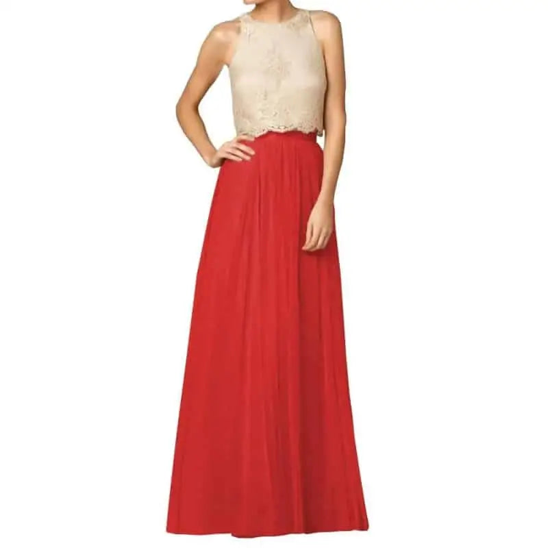 Stylish Long Flared Tulle Skirts - Coral Red / S - skirts