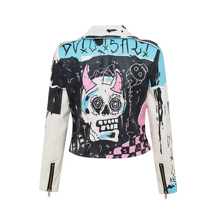 Stylish Skull Motorcycle PU Leather Jacket