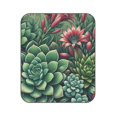 Succulents Picnic Blanket with Red Sylvester Flower Pattern