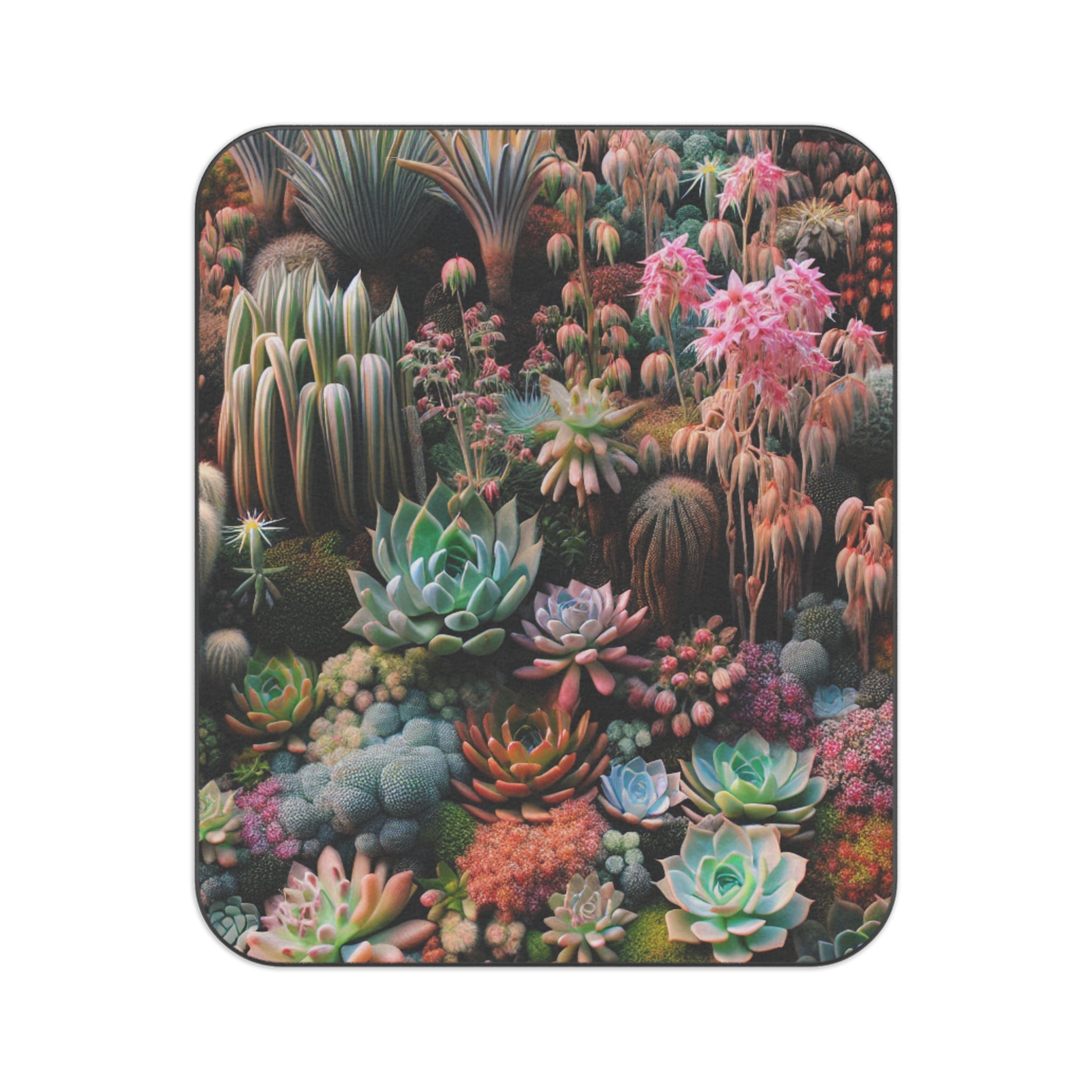 Succulents Picnic Blanket with Sylvester Flower Design 61’’