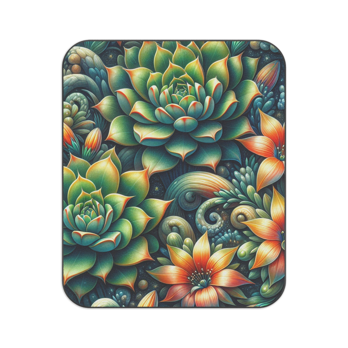 Succulents Picnic Blanket with Whimsical Succulent Pattern