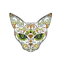 Sugar Skull Cat Day Of The Dead Sticker