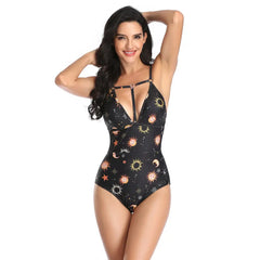 Sun And Moon Black Swimsuit - Orange / S - Swimsuits