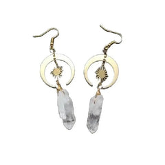 Sun Crescent Cristal Quartz Earrings