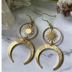 Sun Crescent Cristal Quartz Earrings