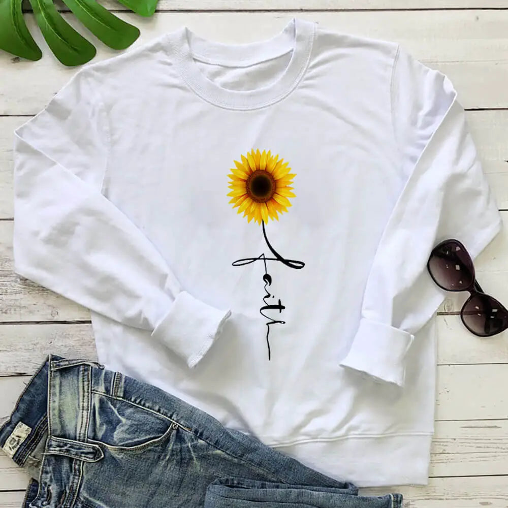 Sunflower Vegan Sweatshirt - White / M - SWEATSHIRT