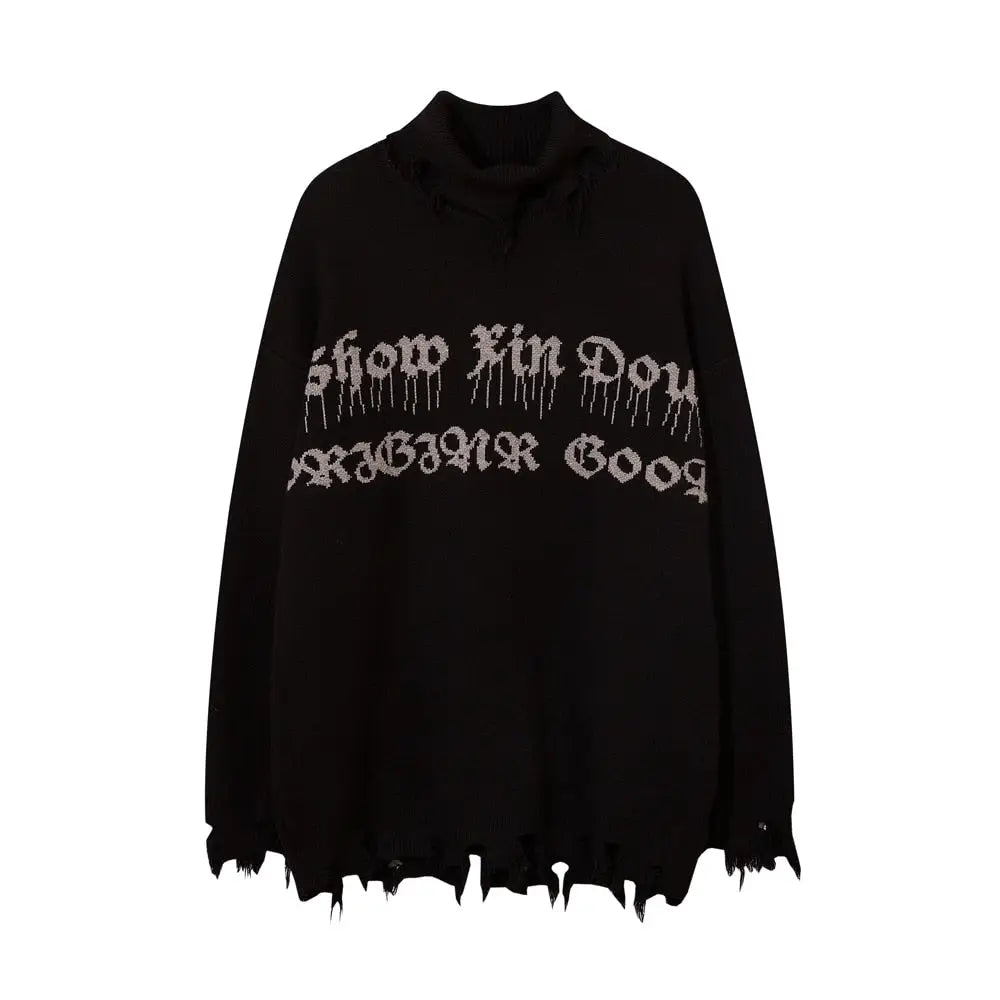 Sweater High Collar Gothic Sweatshirt for Everyday Wear