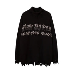 Sweater High Collar Gothic Sweatshirt for Everyday Wear