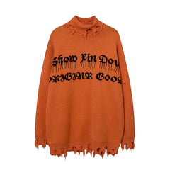 Sweater High Collar Gothic Sweatshirt for Everyday Wear