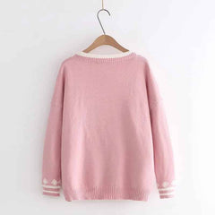 Sweet Bunny Long Sleeve V Neck Kawaii Knitted Cardigan