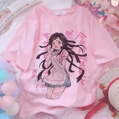 Sweet Girls Anime Style Oversize T-Shirt