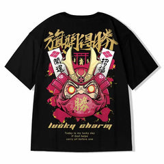 T-Shirt Chinese Style Lucky Love Symbol Design Black. / M