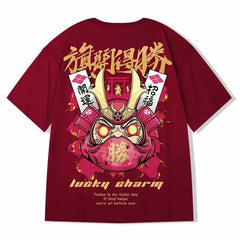 T-Shirt Chinese Style Lucky Love Symbol Design Burgundy / M