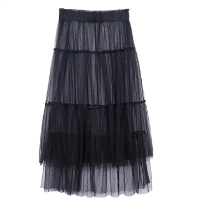 T Shirt Dress and Mesh Skirt Set with Mid Length