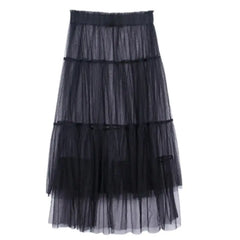 T Shirt Dress and Mesh Skirt Set with Mid Length