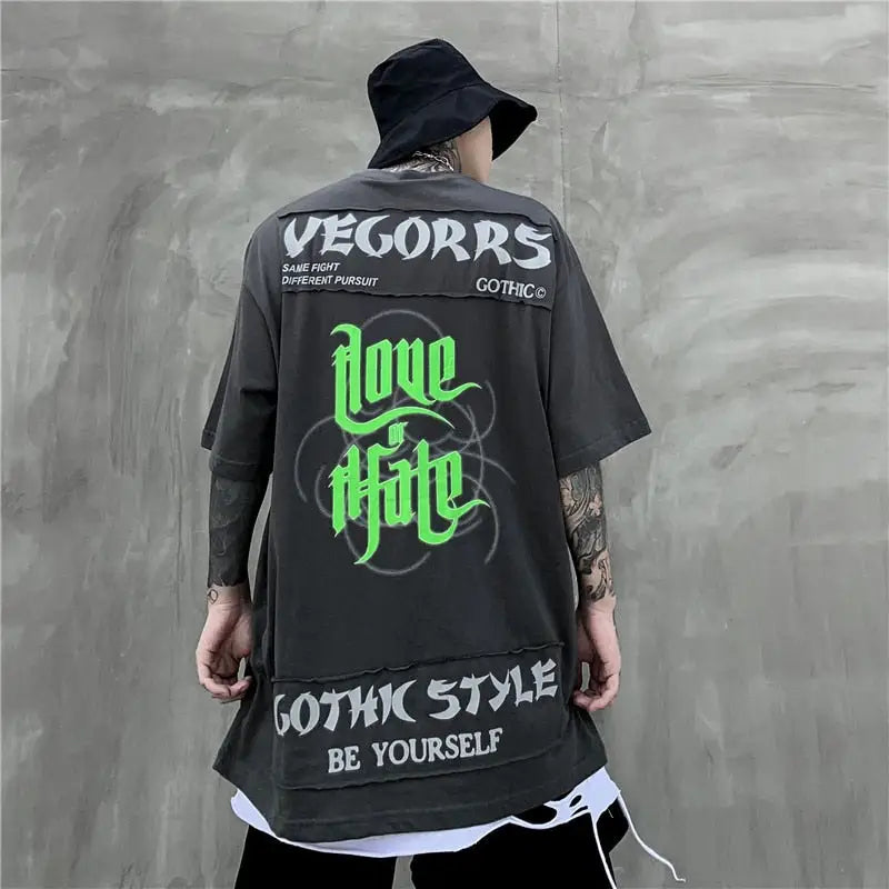 T-Shirt Love Hate Street Urban Oversized Style