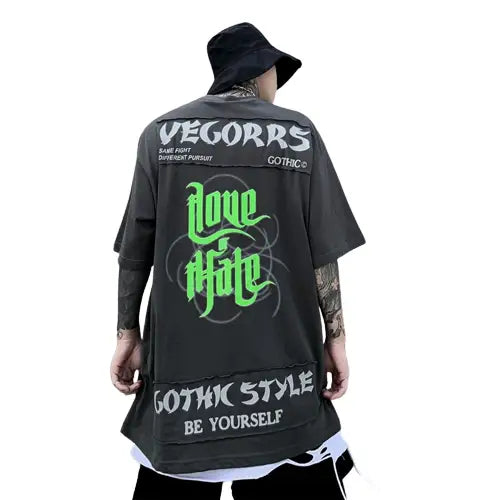 T-Shirt Love Hate Street Urban Oversized Style