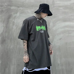 T-Shirt Love Hate Street Urban Oversized Style Dark Grey / S