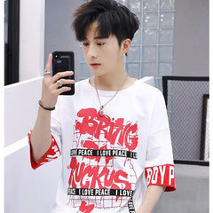 T Shirt Mid Sleeve Bring Da Ruckus Letters Hip Style