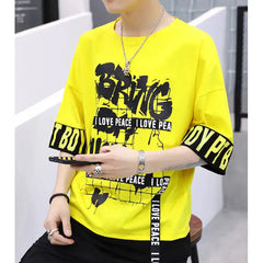 T Shirt Mid Sleeve Bring Da Ruckus Letters Hip Style