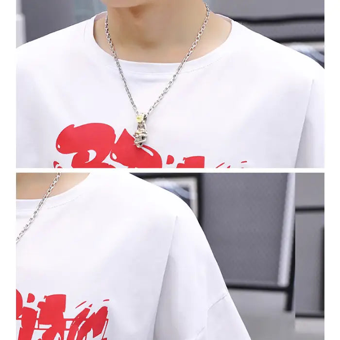 T Shirt Mid Sleeve Bring Da Ruckus Letters Hip Style