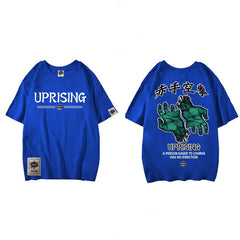 T Shirt with Original Figure Print and Japanese Symbols