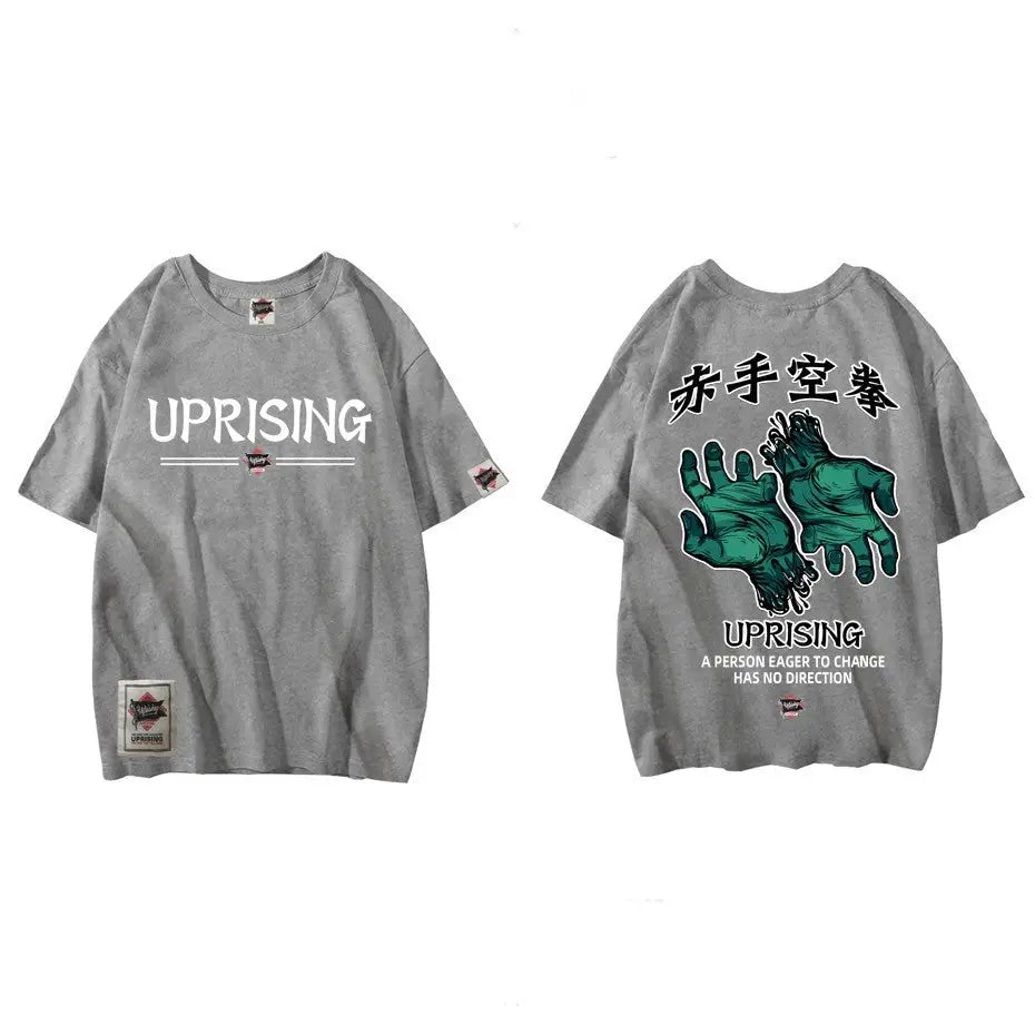 T Shirt with Original Figure Print and Japanese Symbols