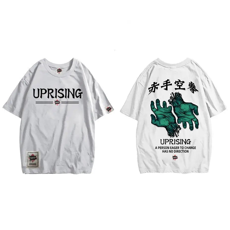 T Shirt with Original Figure Print and Japanese Symbols