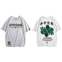 T Shirt with Original Figure Print and Japanese Symbols