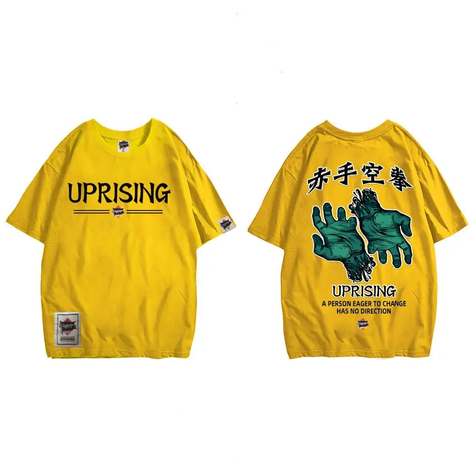 T Shirt with Original Figure Print and Japanese Symbols