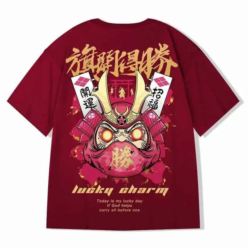 T-shirt with Oversized Prints Short Sleeve - Lucky Charm