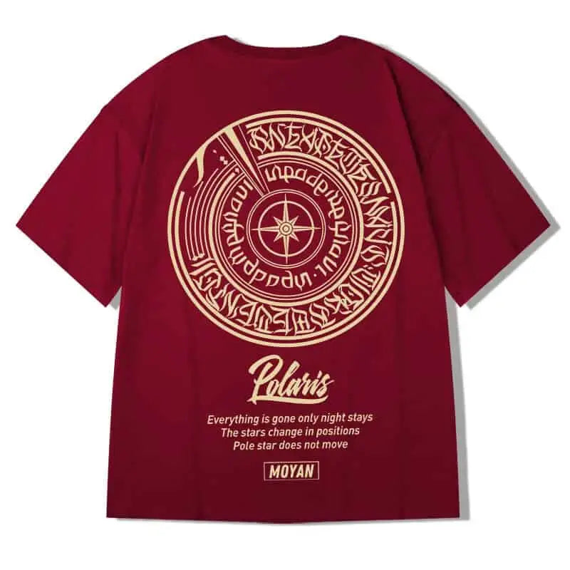 T-shirt with Oversized Prints Short Sleeve - Polaris / L
