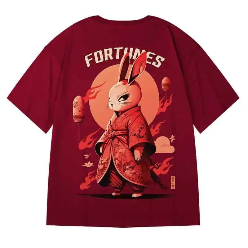 T-shirt with Oversized Prints Short Sleeve - Rabbit Japan