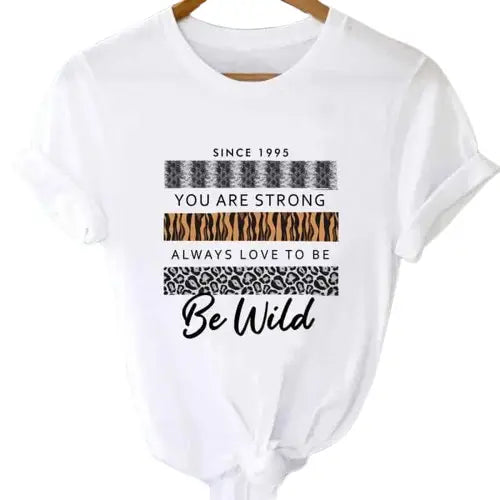 T-shirts Tops With Short Sleeve Cartoon Prints - Be Wild