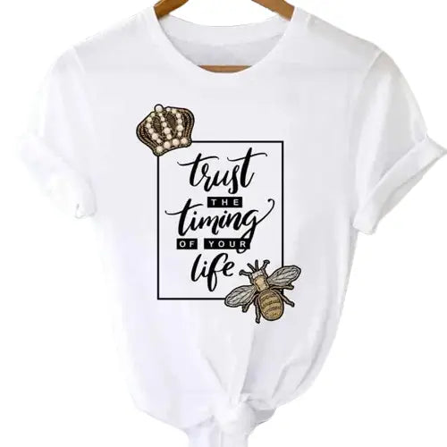 T-shirts Tops With Short Sleeve Cartoon Prints - Bee / S