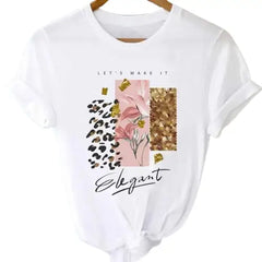 T-shirts Tops With Short Sleeve Cartoon Prints - Flower / S